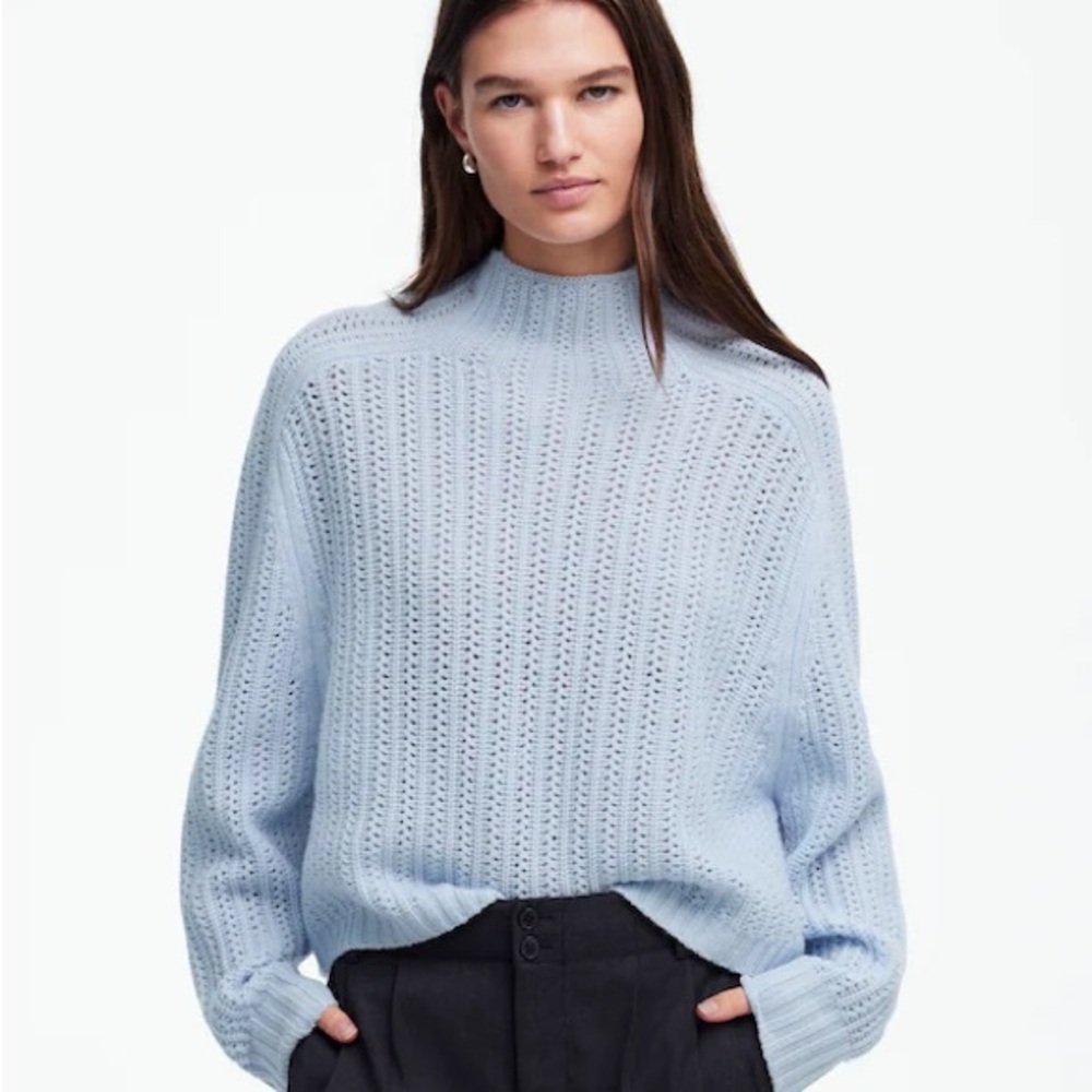 Madewell Pointelle-Stitch Mockneck Sweater